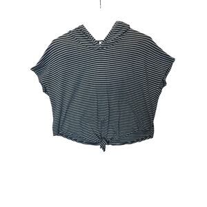 Lululemon Women's 4 Knot Gonna Fly Hooded Gray Stripe Tie Front Short Sleeve Top